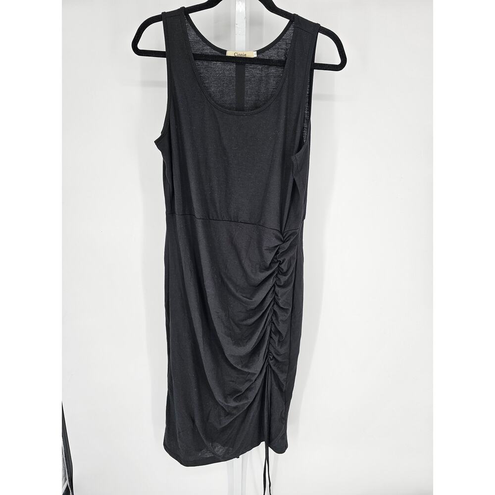 Cinnie Women's Sleeveless Black Tied Round Neck Casual Midi Dress Size L